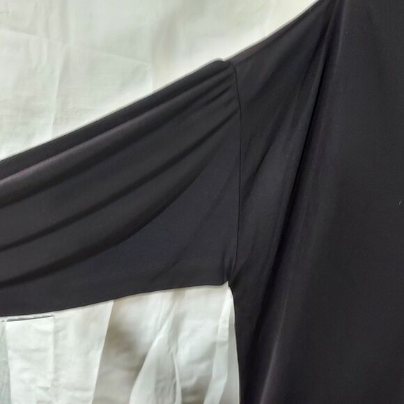 Elizabeth and James Button Front Tunic Dress Black Long Sleeve Size 2X Ruffle - Picture 6 of 14